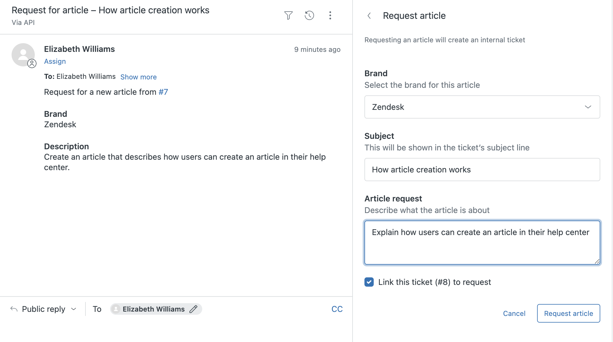 Creating and requesting articles in Knowledge – Zendesk help